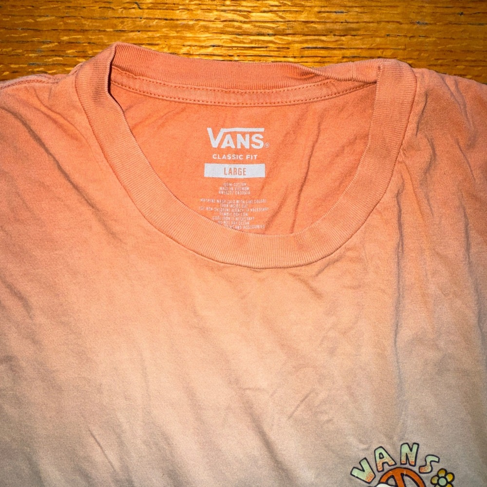 Vans Mens Ombre Dip Dye High On Peace Graphic T-Shirt Orange Blue Large - Picture 2 of 5